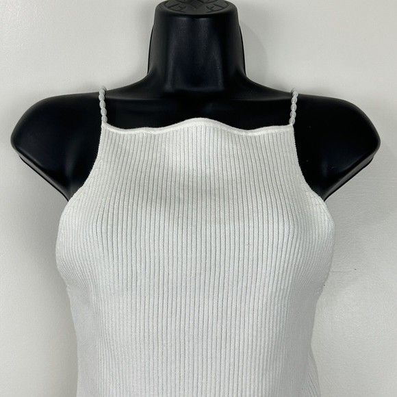NWT Musier Paris Women's Pearls Ribbed Cropped Top Shirt Size 42 White - Picture 6 of 15